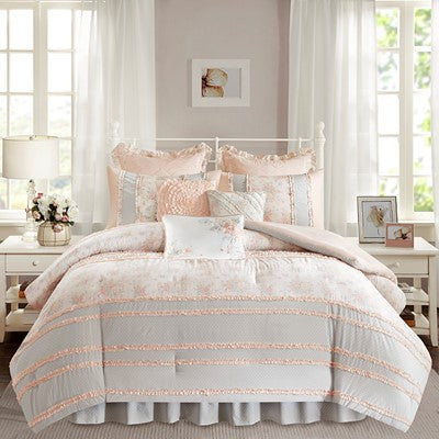 Madison Park Serendipity Cotton Percale Comforter Set in Blush, Cal King MP10-3539