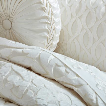 La Boheme Tufted Round Decorative Throw Pillow in Ivory | Satin by J.Queen New York