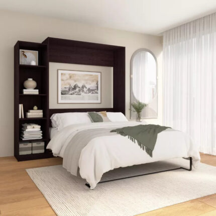 Claremont Queen Murphy Bed with Closet Organizer 85W in Espresso Oak