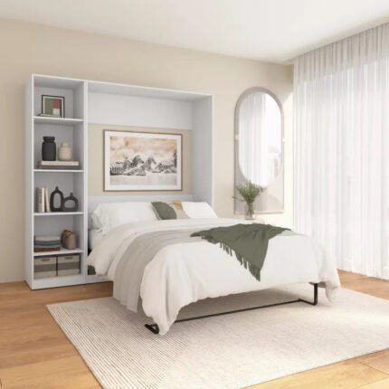 Claremont Full Murphy Bed with Closet Organizer 79W in White