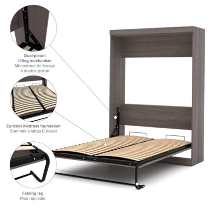 Bestar Nebula 59W Full Murphy Bed in bark grey