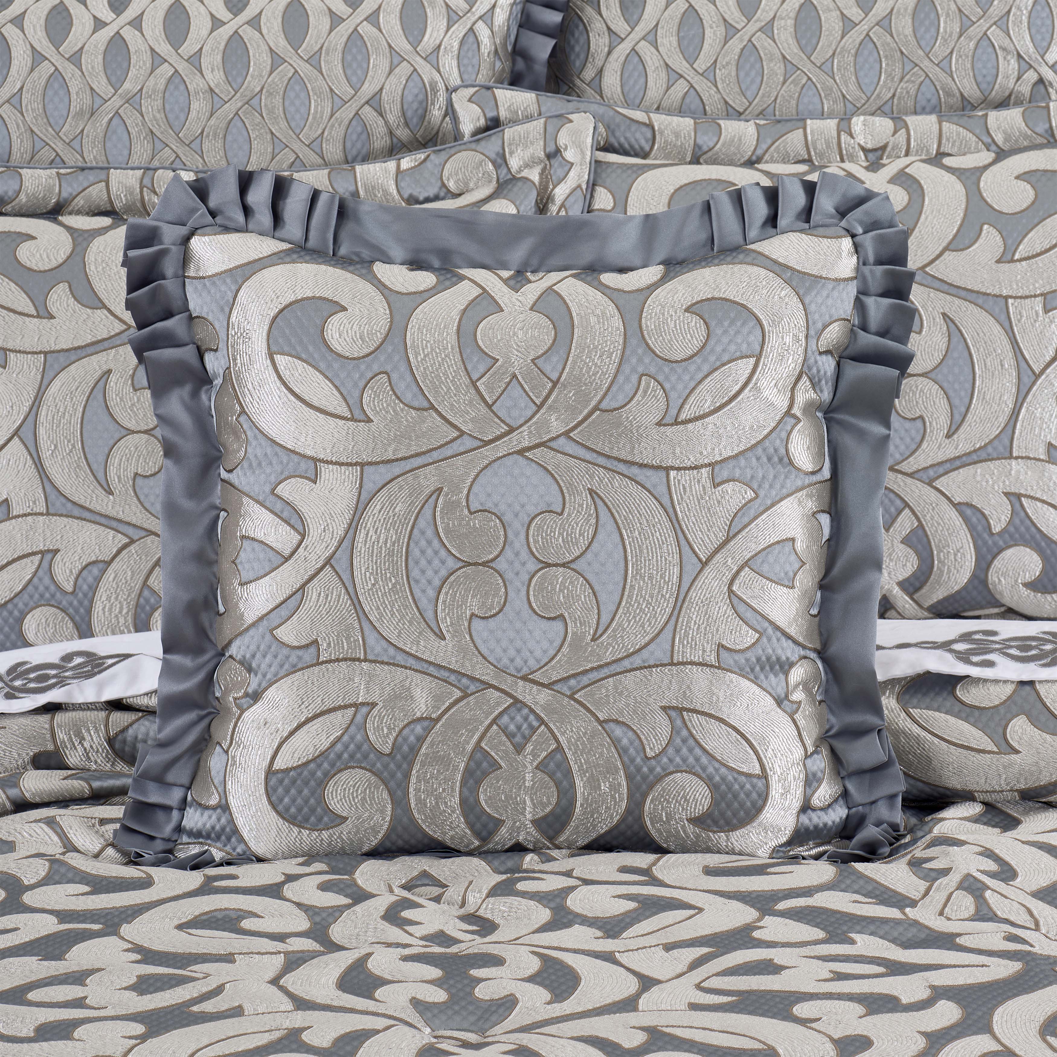 BaroccoSterlingSquareEmbellishedDecorativeThrowPillow20x20
